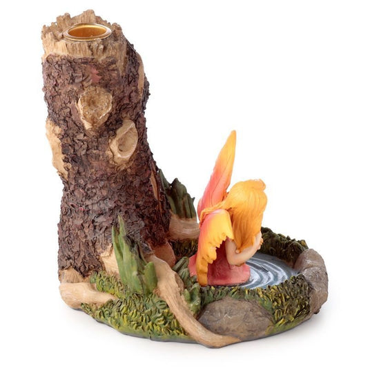 Polished Ancient Tree Fairy Lake Backflow Incense Burner featuring natural patterning and unique variations - Luna Panther alternate view