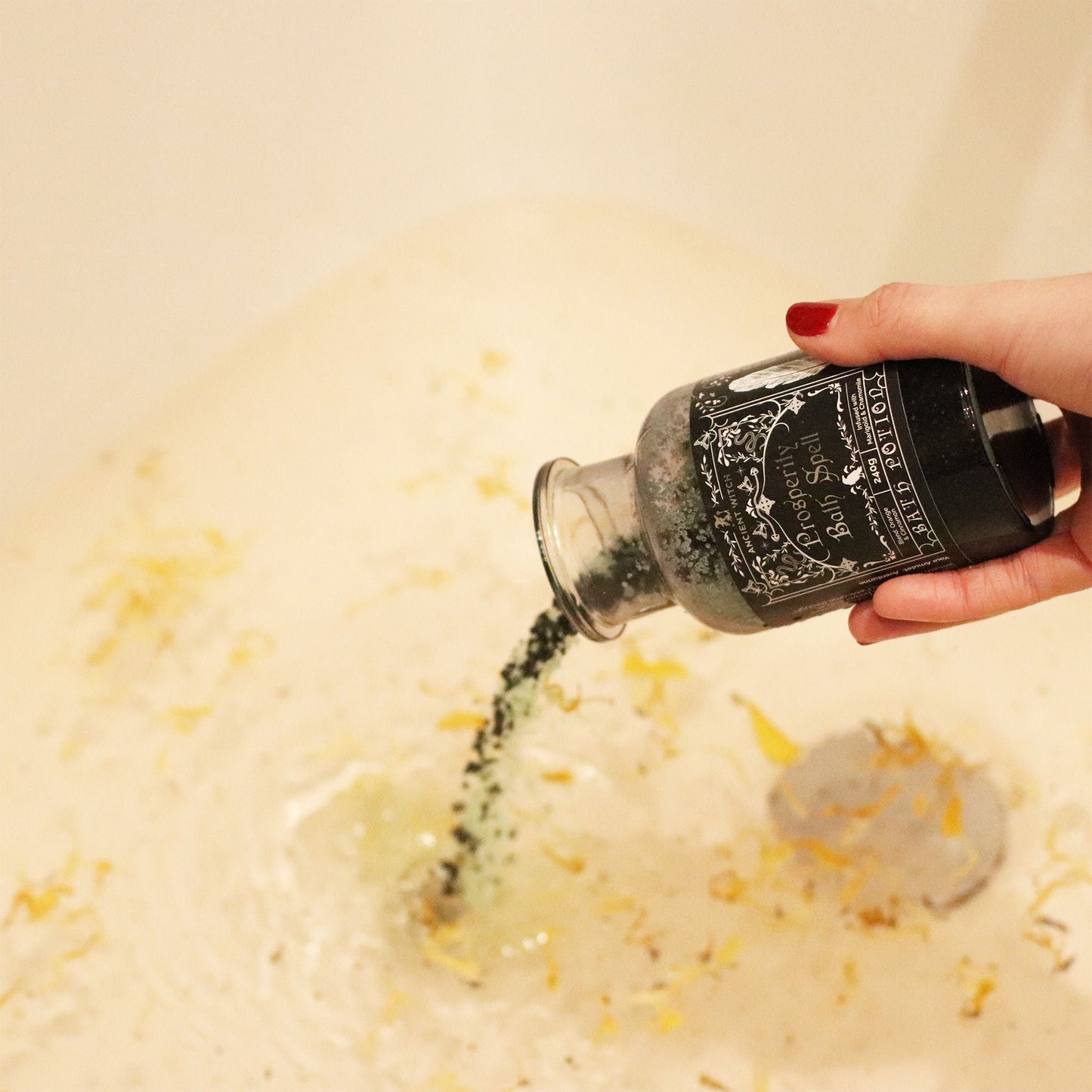 Ancient Witch Bath Spell Potion & Aventurine Crystal Amulet - Prosperity - Luna Panther