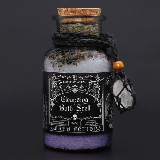 Ancient Witch Bath Spell Potion & Rock Crystal Amulet - Cleansing - Luna Panther alternate view