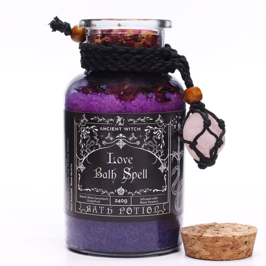 Ancient Witch Bath Spell Potion & Rose Quartz Crystal Amulet - Love - Luna Panther alternate view
