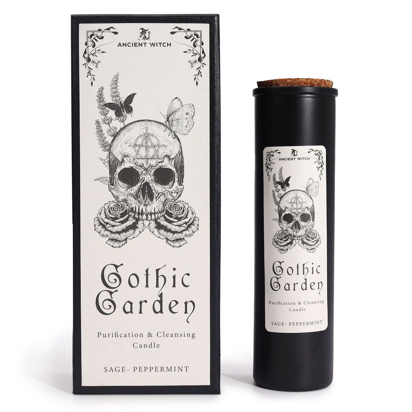 Polished Ancient Witch Ritual Candles - Gothic Garden featuring natural patterning and unique variations - Luna Panther