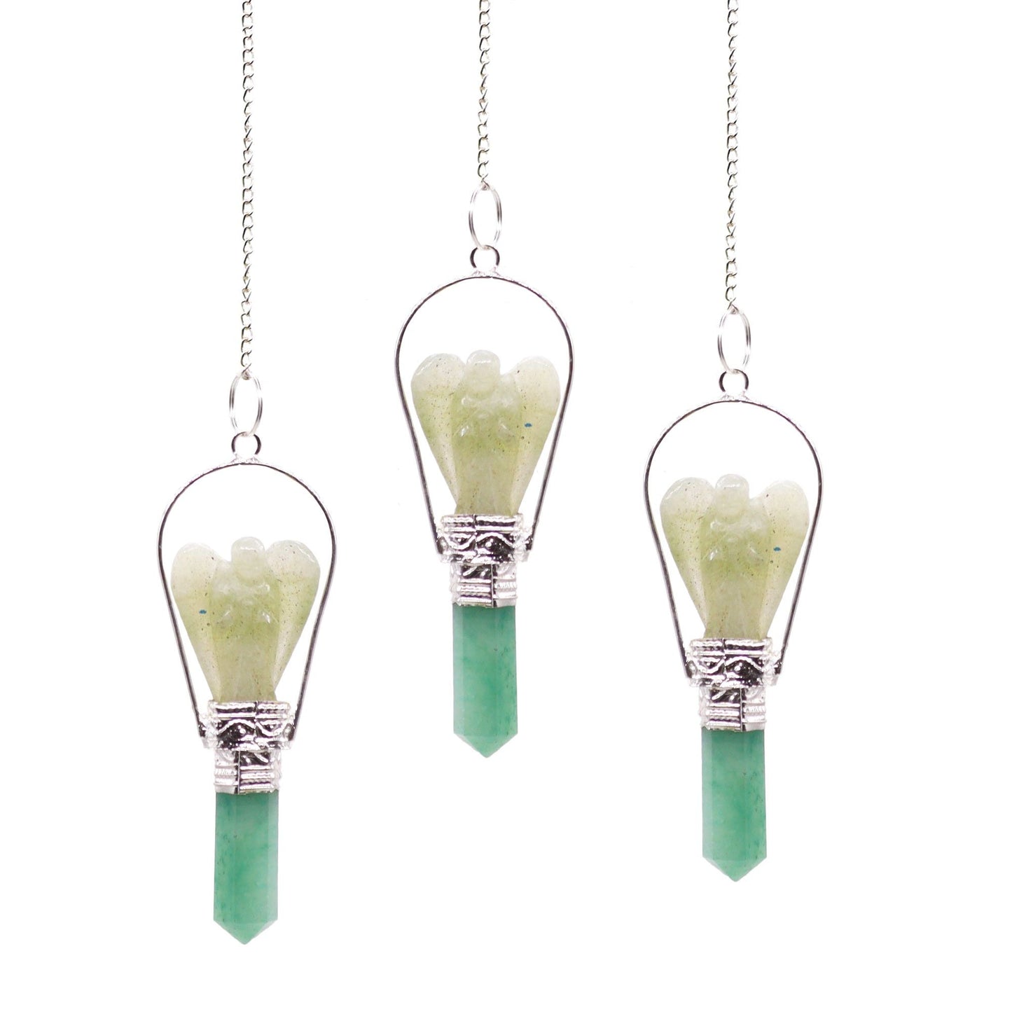 Polished Angel Pendulum with Ring- Green Aventurine featuring natural patterning and unique variations - Luna Panther