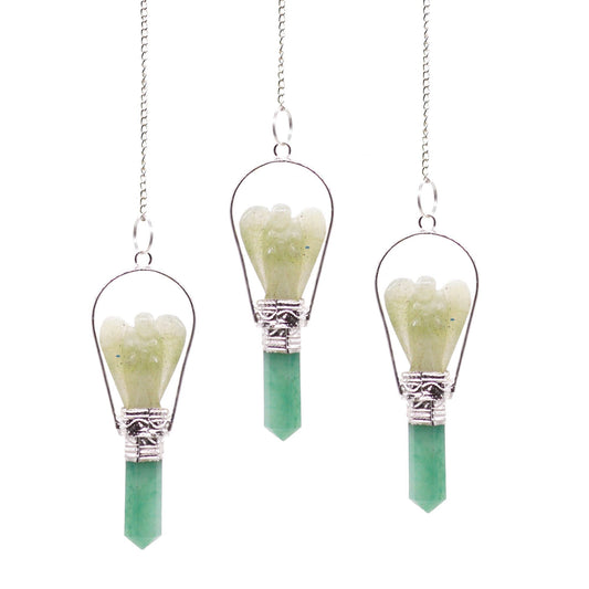 Polished Angel Pendulum with Ring- Green Aventurine featuring natural patterning and unique variations - Luna Panther