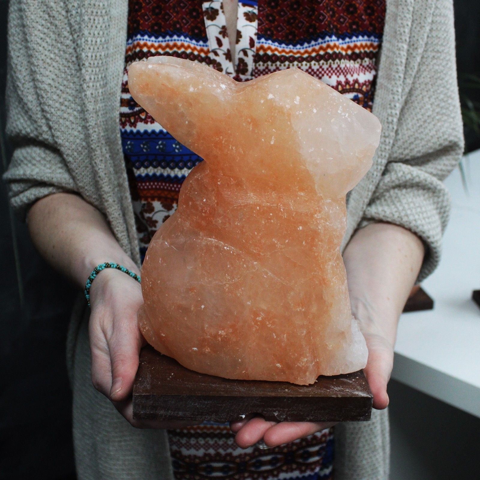 Polished Animal Salt Lamsp Rabbit featuring natural patterning and unique variations - Luna Panther