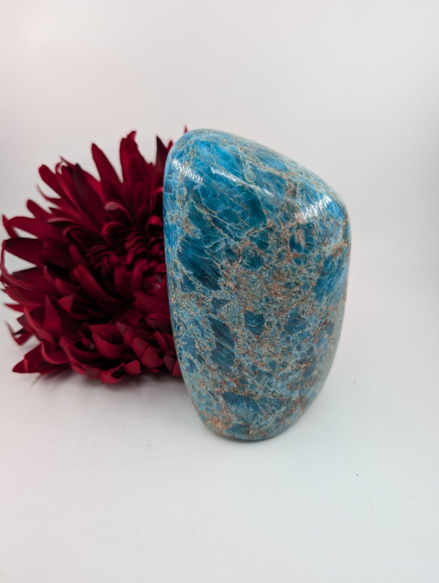 Polished Apatite Freeform 1247g featuring teal-blue tone and crystalline depth - Luna Panther