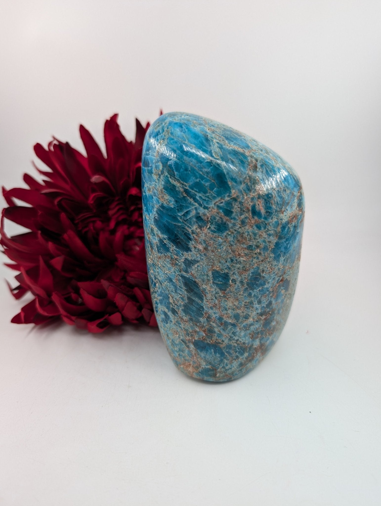 Polished Apatite Freeform 1247g featuring teal-blue tone and crystalline depth - Luna Panther