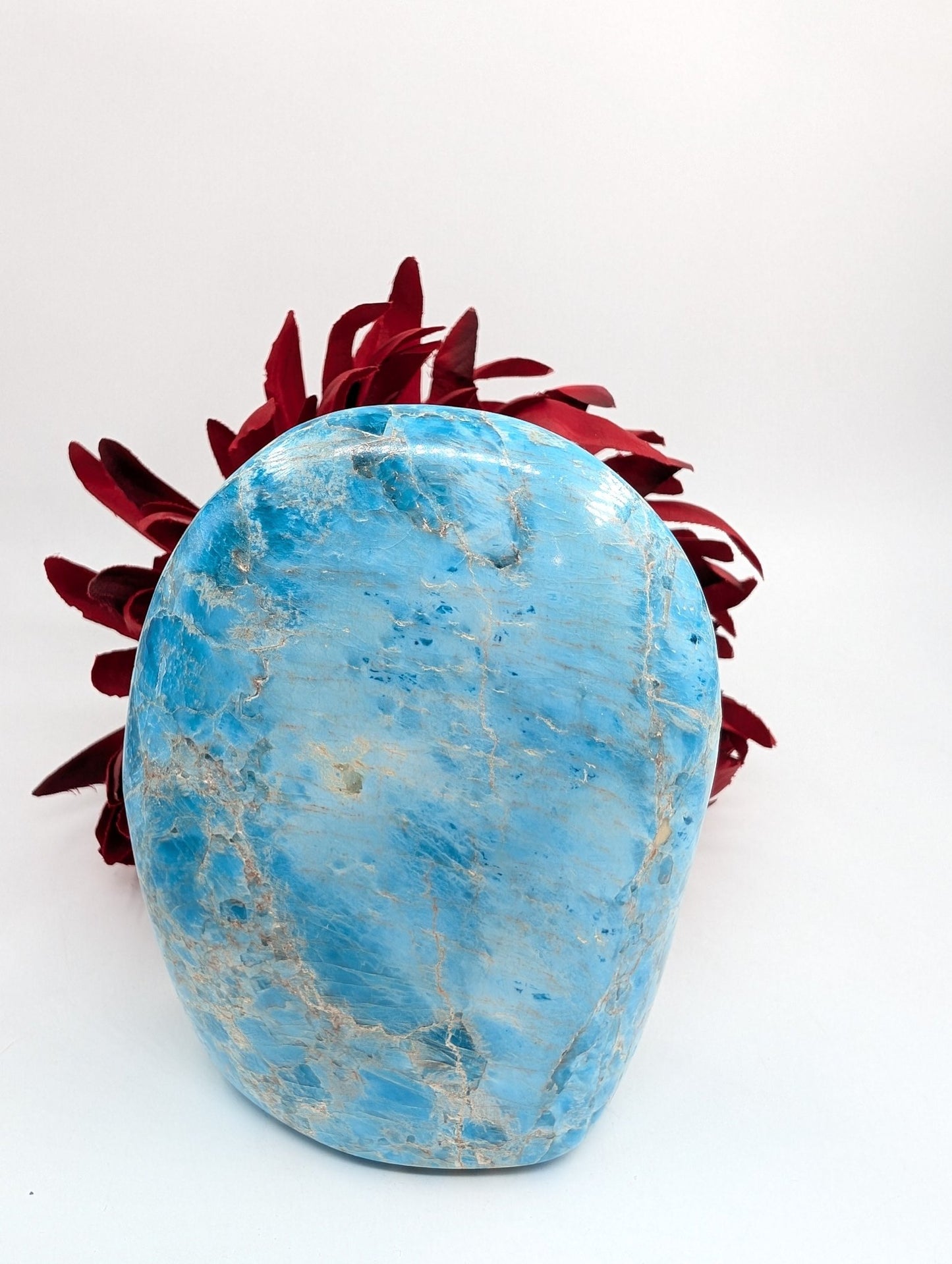 Polished Apatite Freeform 815G featuring teal-blue tone and crystalline depth - Luna Panther