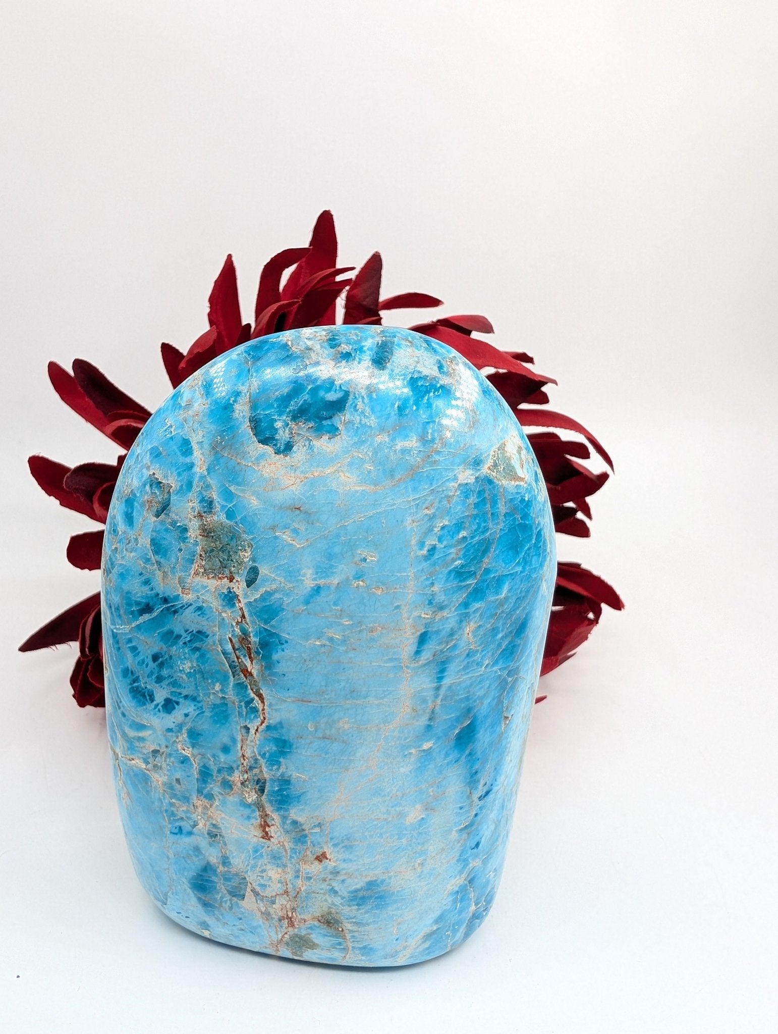 Polished Apatite Freeform 815G featuring teal-blue tone and crystalline depth - Luna Panther