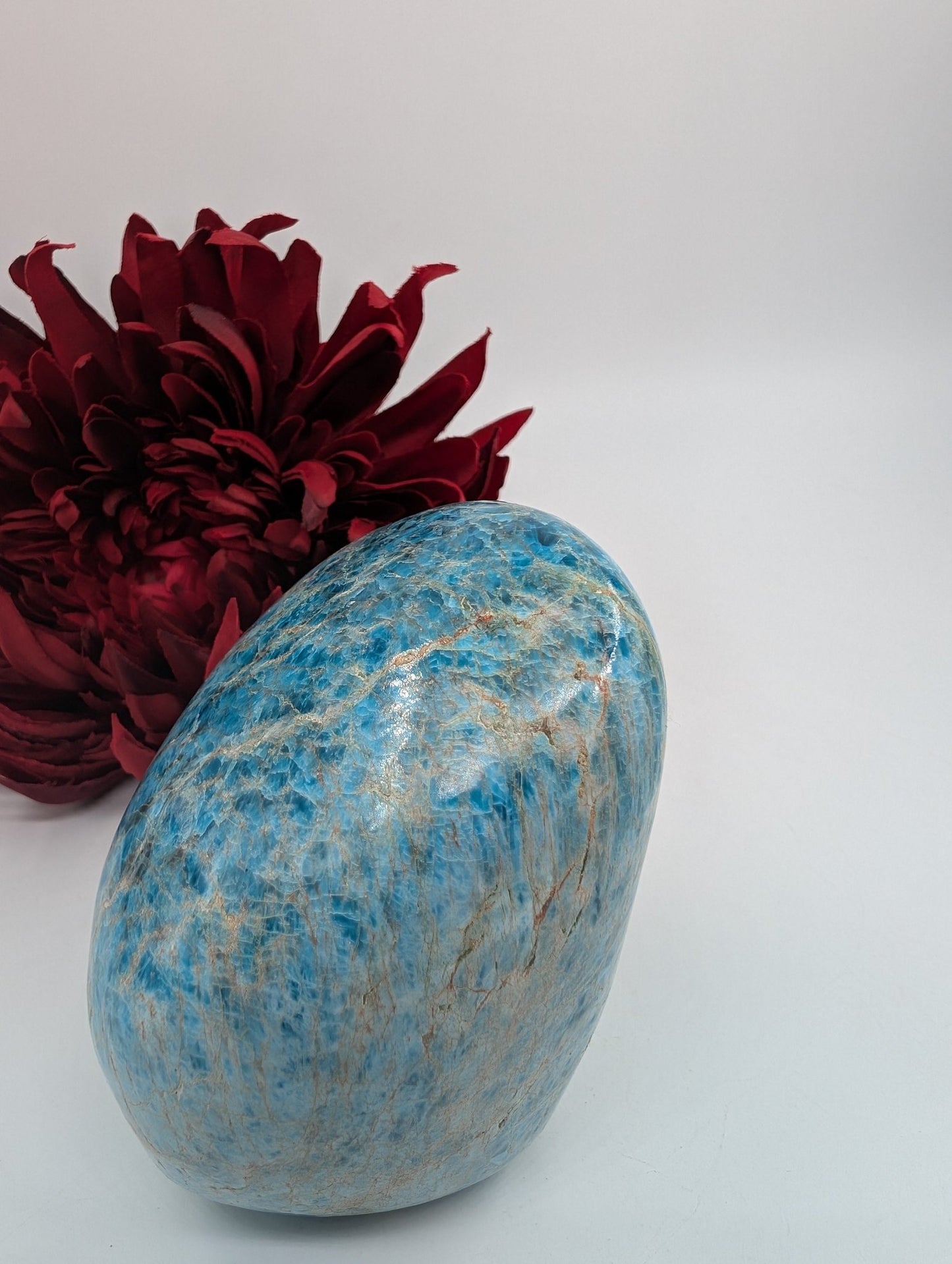 Polished Apatite Freeform 835G featuring teal-blue tone and crystalline depth - Luna Panther