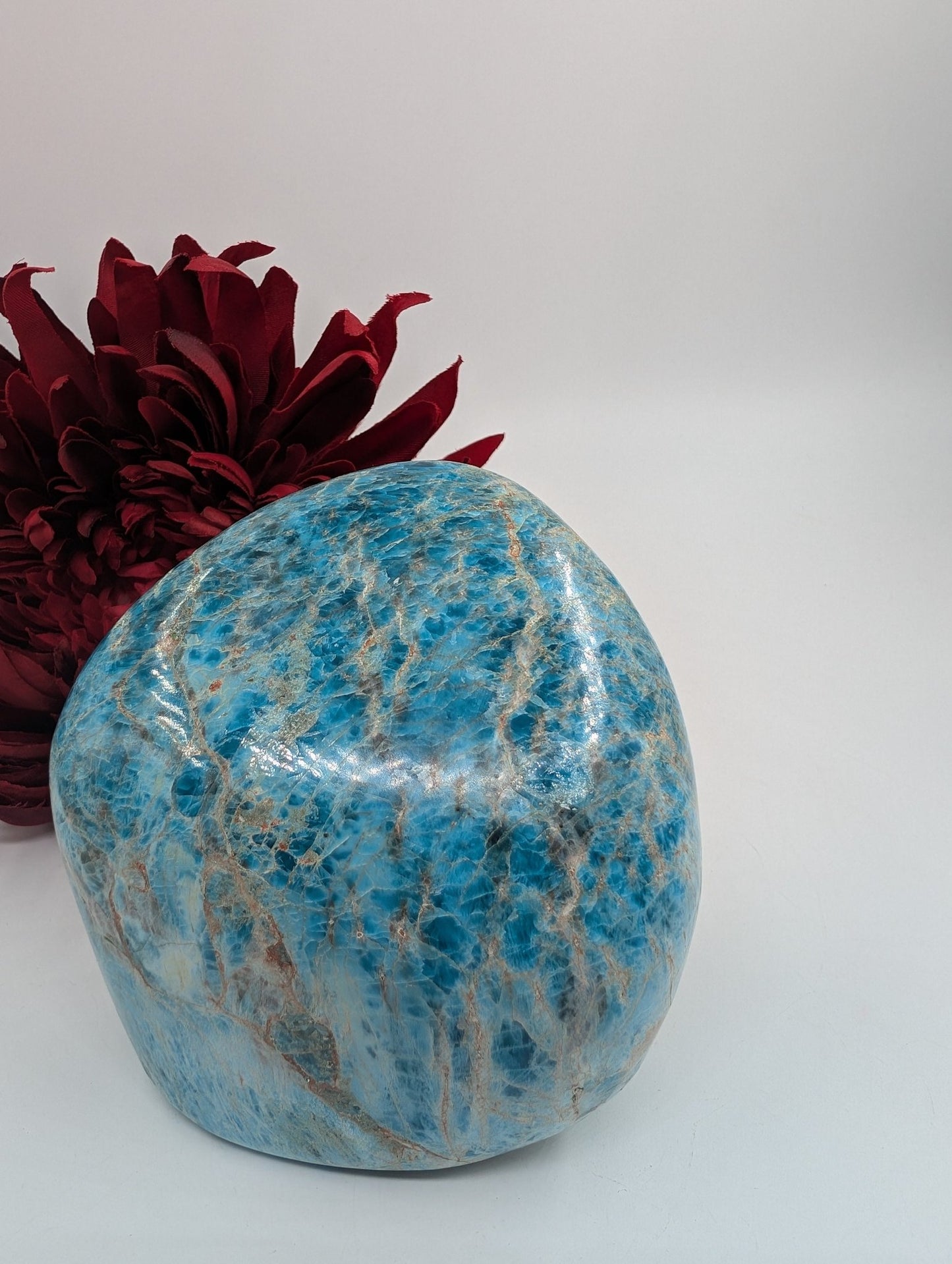 Polished Apatite Freeform 835g featuring teal-blue tone and crystalline depth - Luna Panther