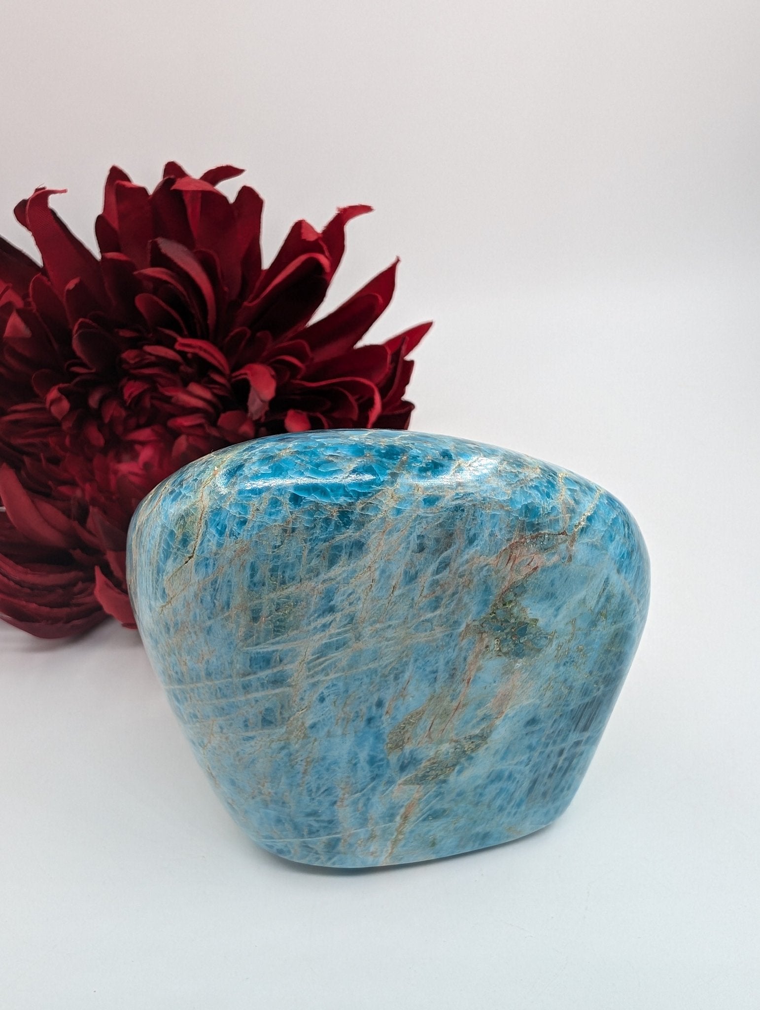 Polished Apatite Freeform 835G featuring teal-blue tone and crystalline depth - Luna Panther