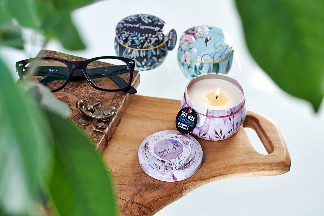 Art Tin Candle - Assorted Design - Friendly Messages - Parma Violet - Luna Panther