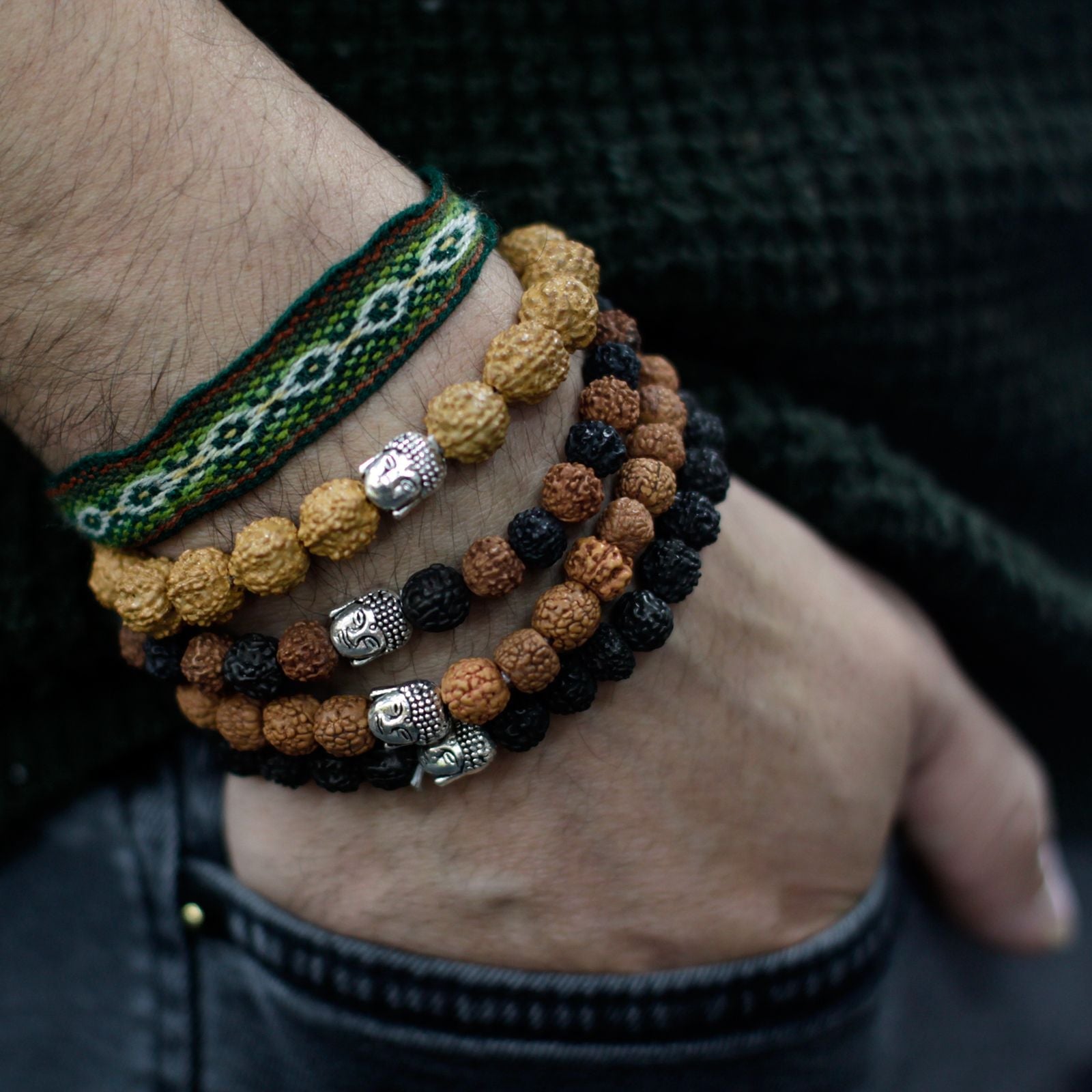 Assorted Rudraksha Buddha Bangles - Luna Panther