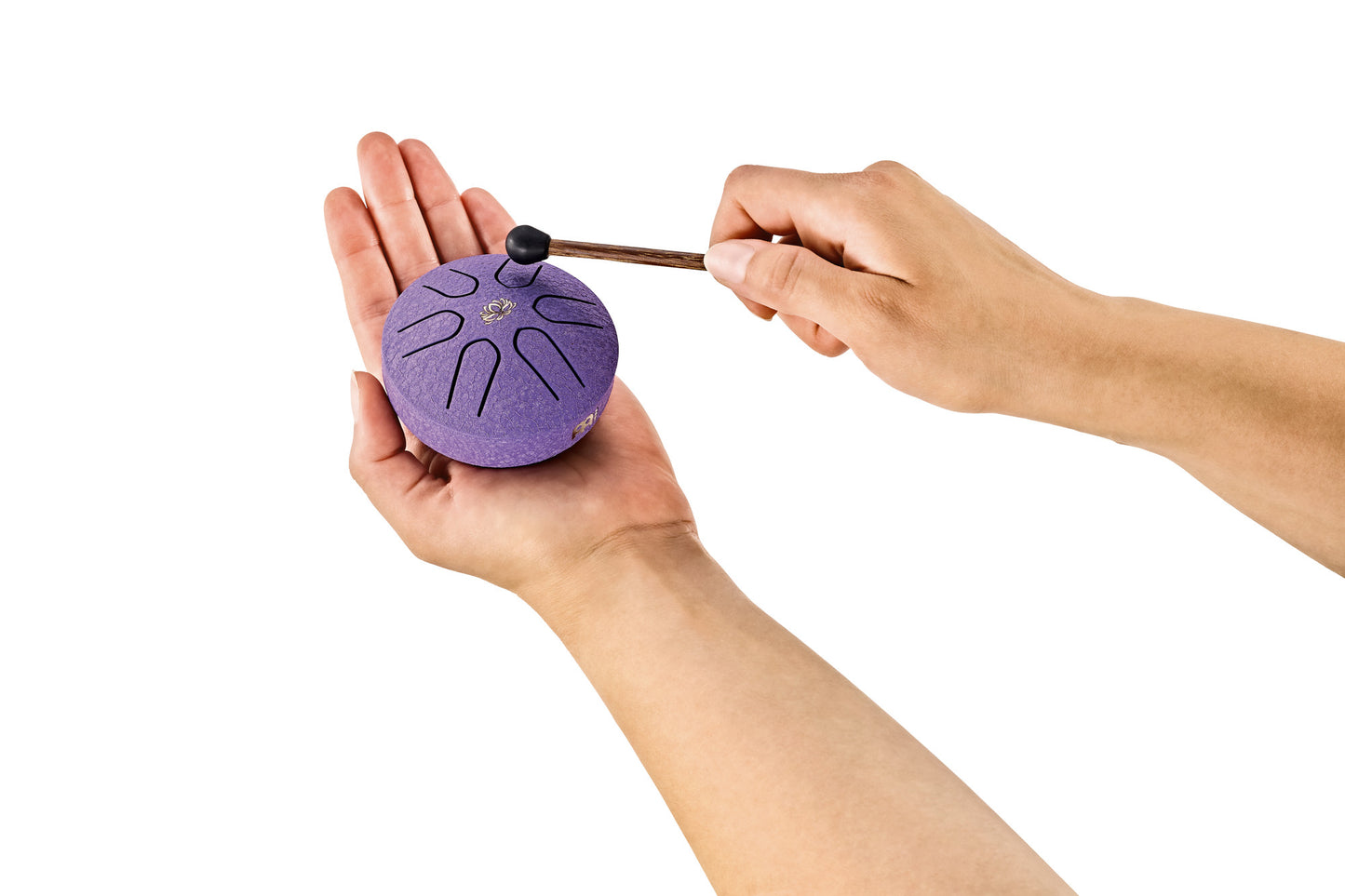 MEINL Sonic Energy Pocket Steel Tongue Drum 3" - A Major/6 Notes/440 Hz - Lotus Flower/Purple detail view 15 at Luna Panther