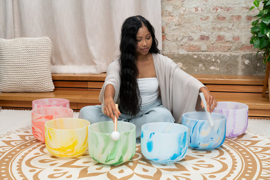 MEINL Sonic Energy Marble Crystal Singing Bowl Chakra Set 7 pcs - B4/A4/G4/F4/E4/D4/C4/432 Hz