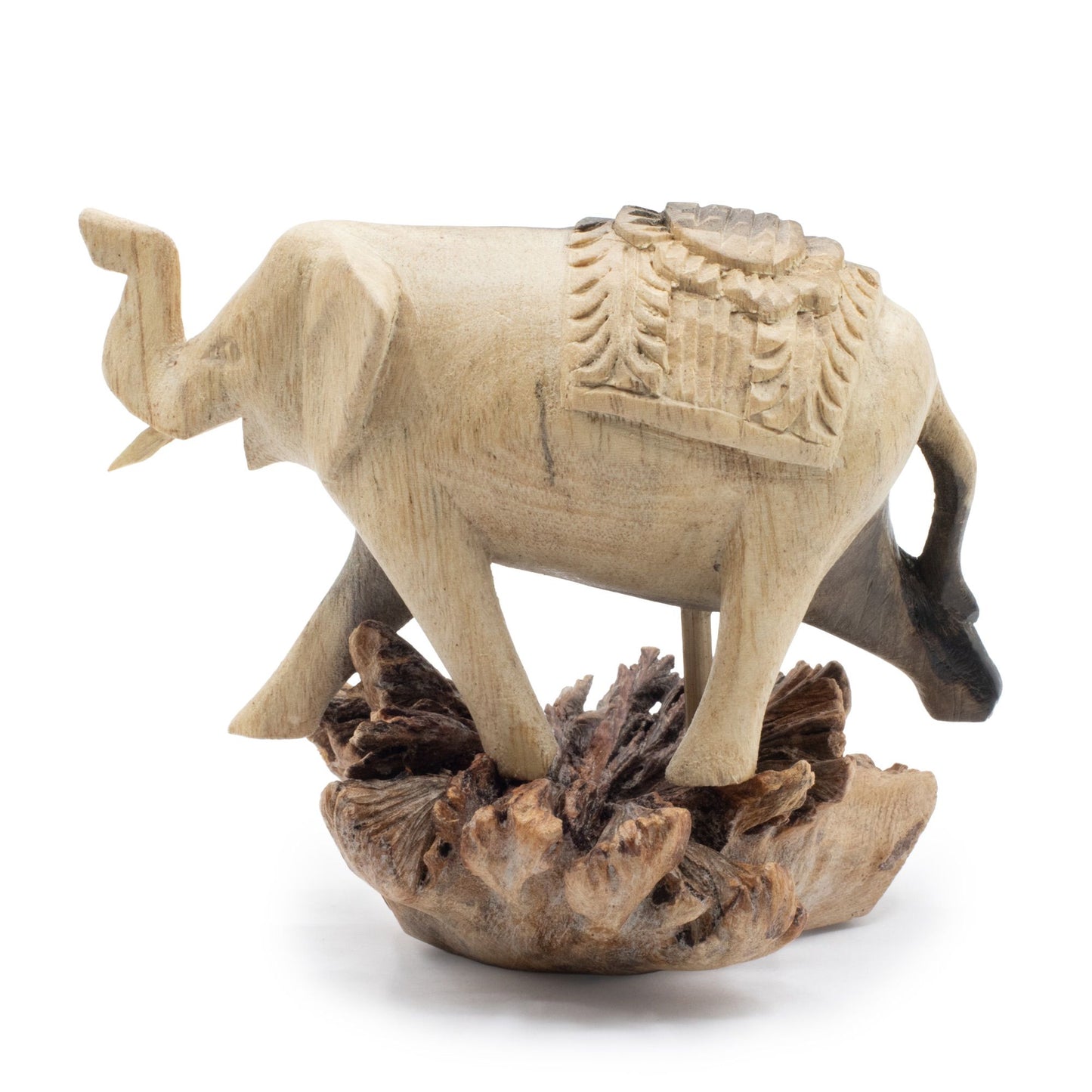 Handmade Parasite Wood Art Carving – Elephant Walking – image 3