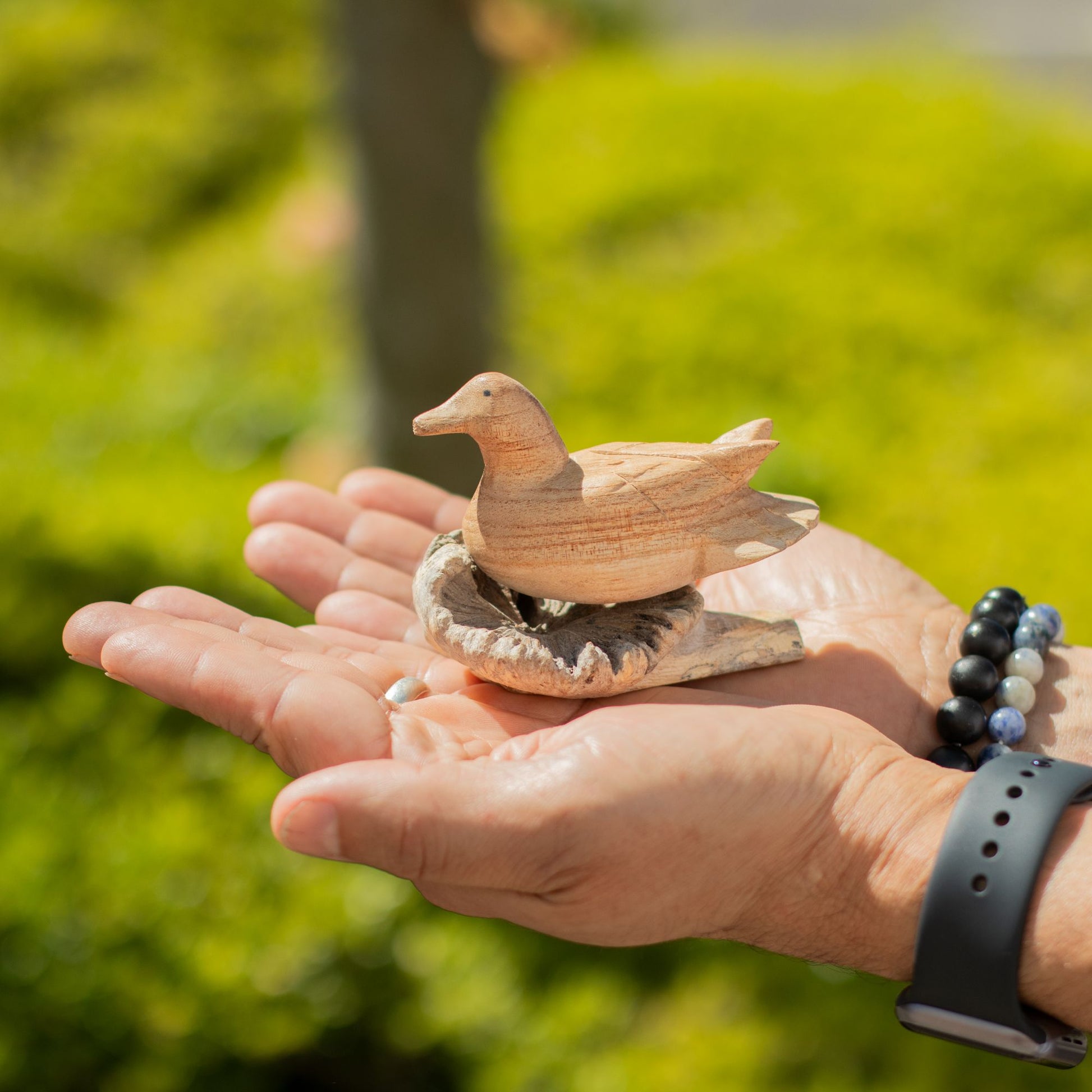 Handmade Parasite Wood Art Carving – Wild Duck Resting – image 4