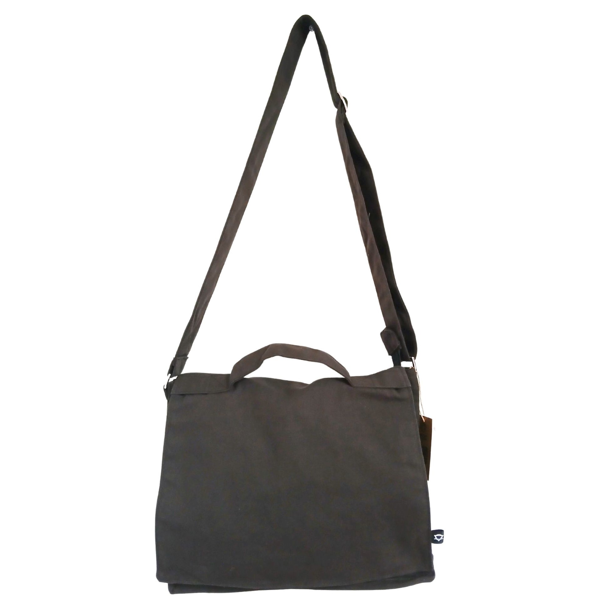 Cotton Canvas Laptop Messenger Bag – Charcoal – image 3