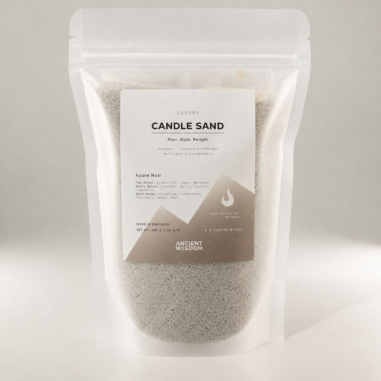 Fragranced Candle Sand – Warm Grey – Azure Noir – 300 g – image 2