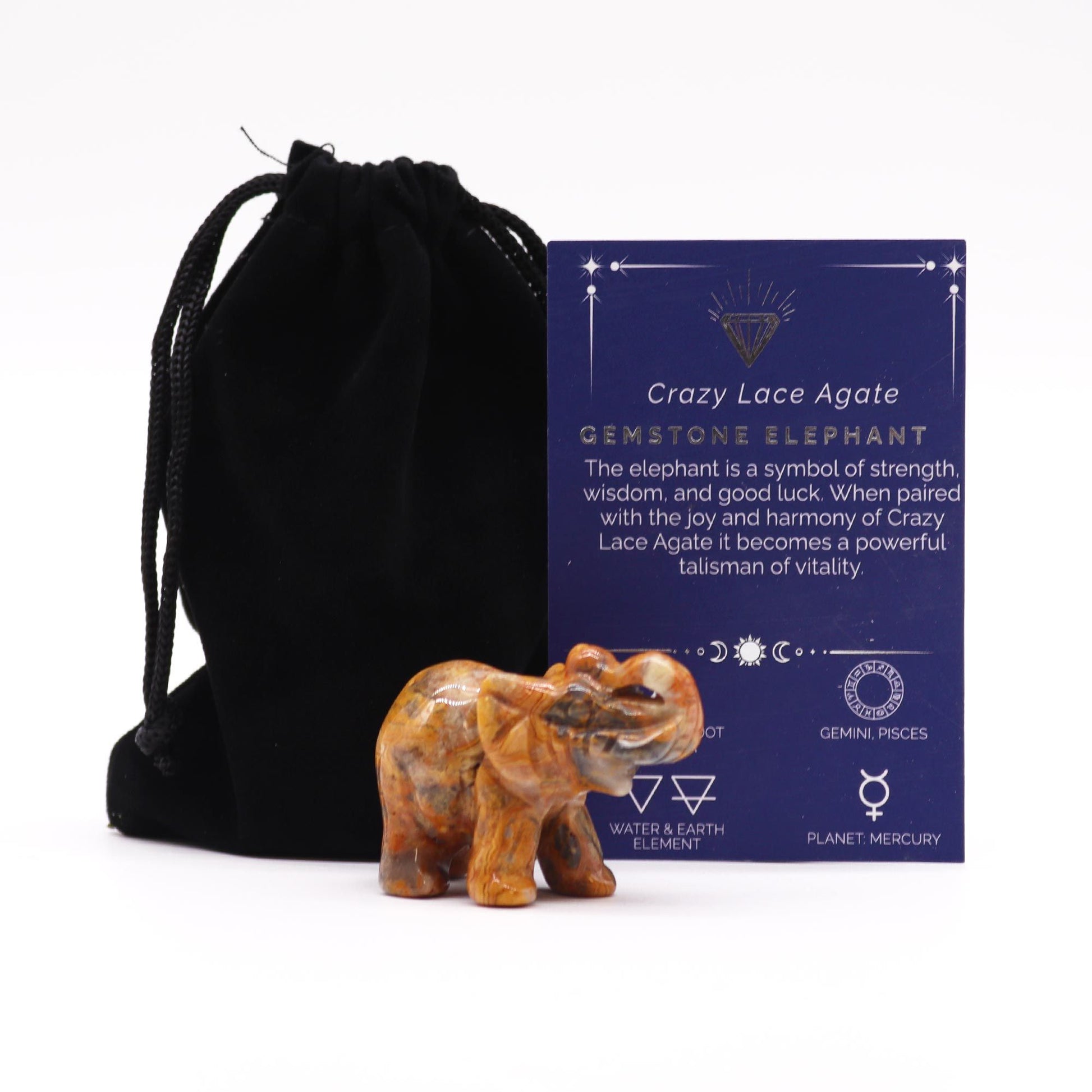 Gemstone Lucky Elephant – Crazy Lace Agate