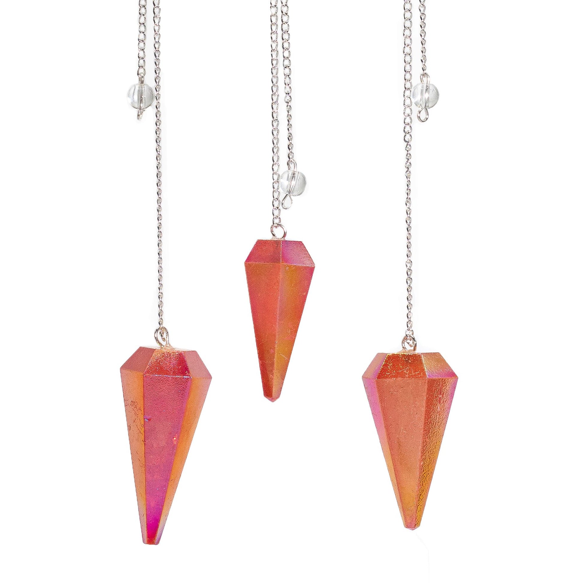 Six Sided Pendulum – Aurora Crystal Peach – 4 cm – image 2