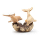 Handmade Parasite Wood Art Carving – Dolphins in Play – image 1