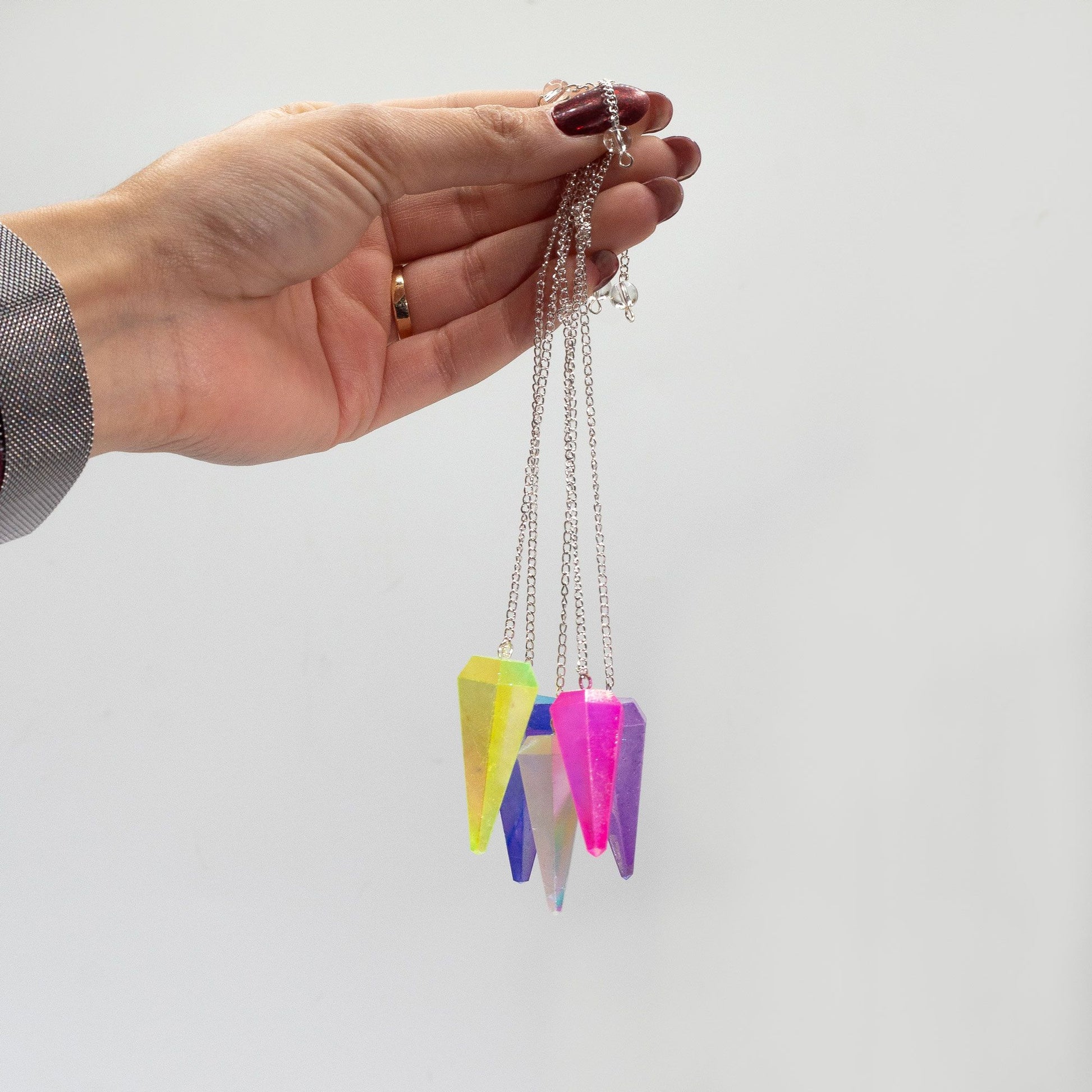 Six Sided Pendulum – Aurora Crystal Peach – 4 cm – image 1