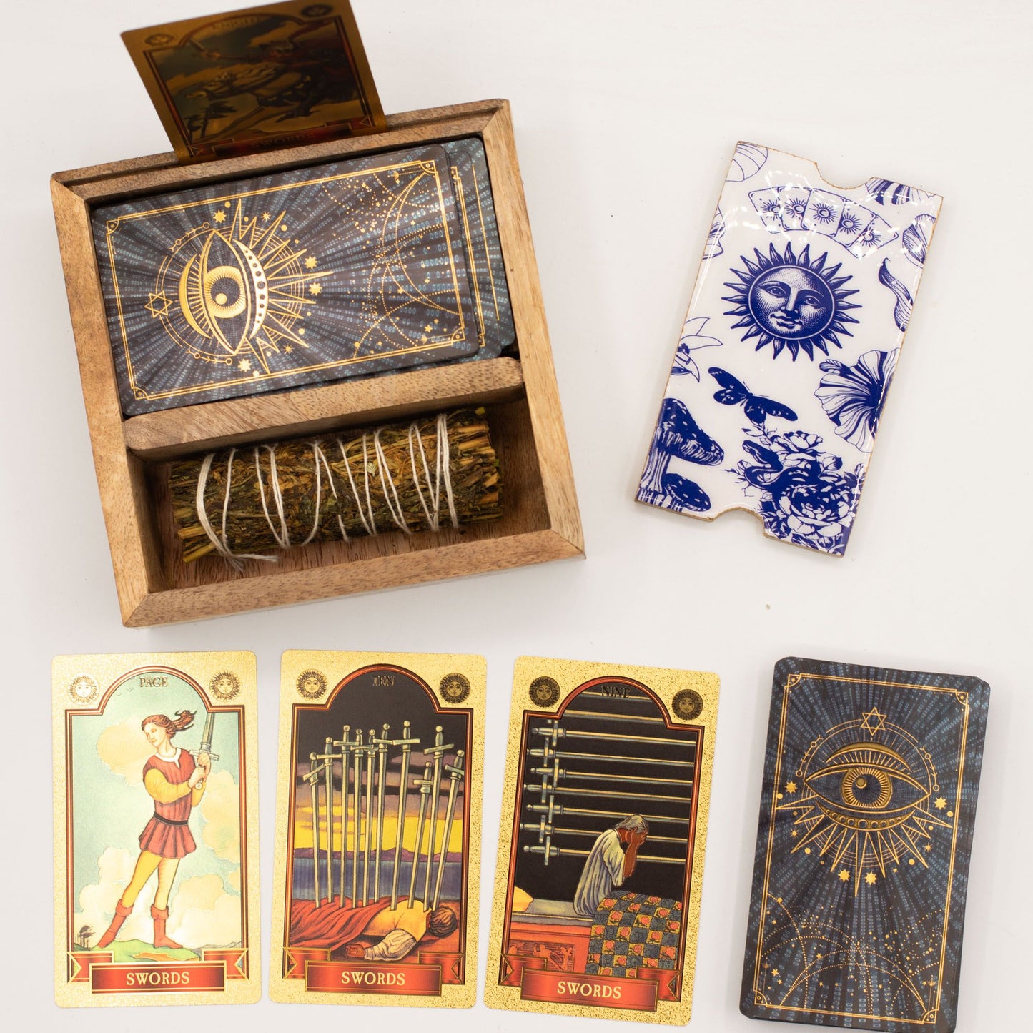 Two Section Tarot Box with Card Holder detail view 2 at Luna Panther
