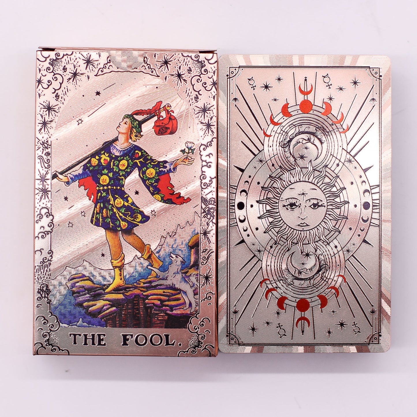 Rose Gold Foil Tarot Deck - Moon Phase with Booklet detail view 4 at Luna Panther