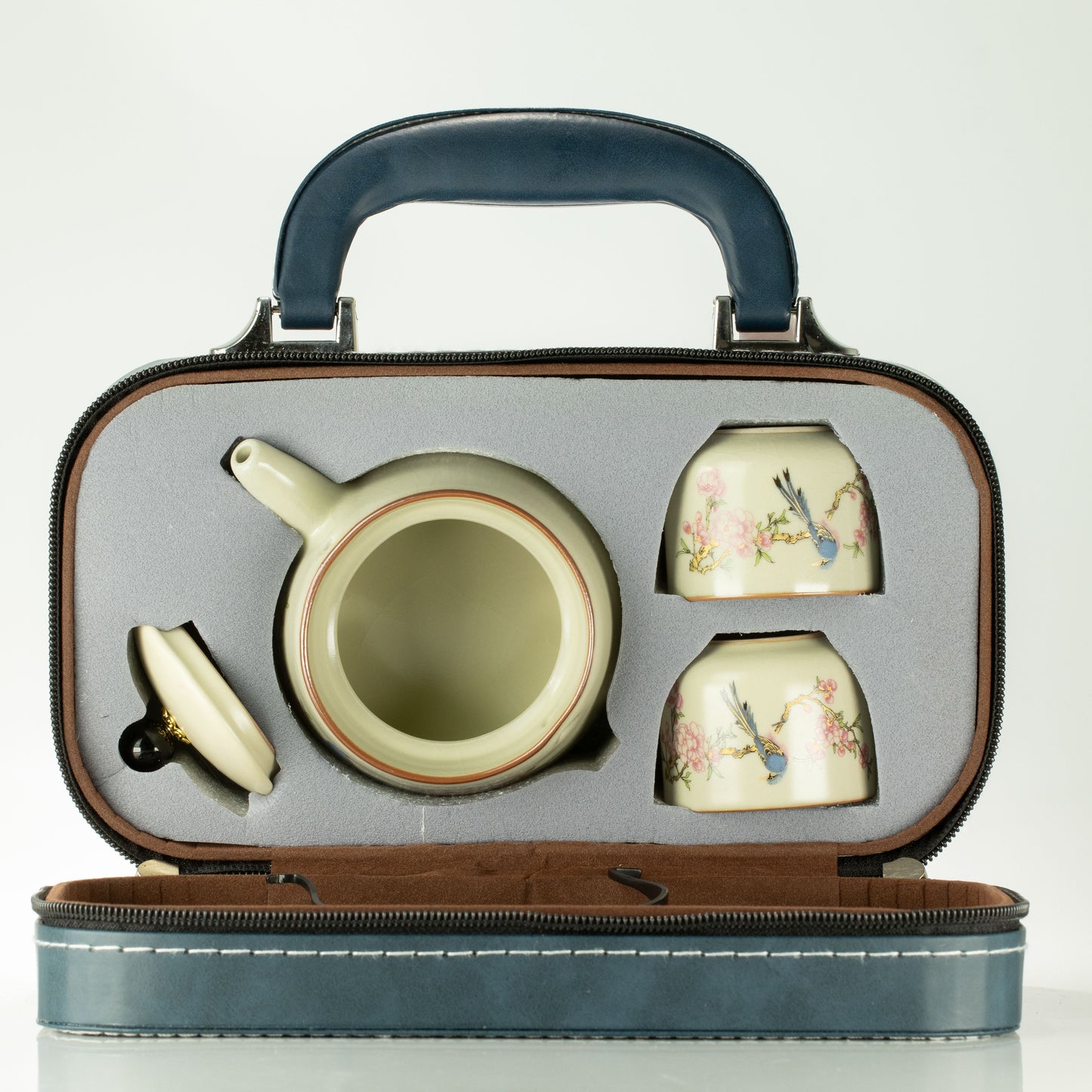 Travel Teapot Set & Two Cups – Blue Bird Qing Dynasty – image 5
