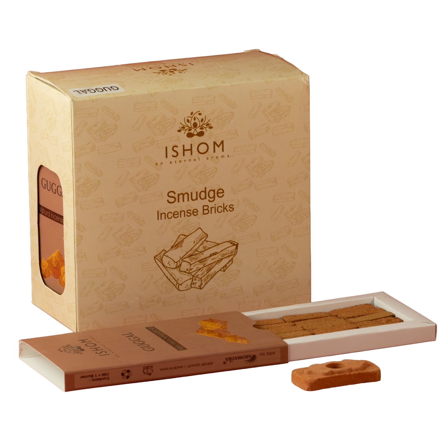 Pack of 15 Natural Incense Smudge Bricks and Burner – Guggal – image 1
