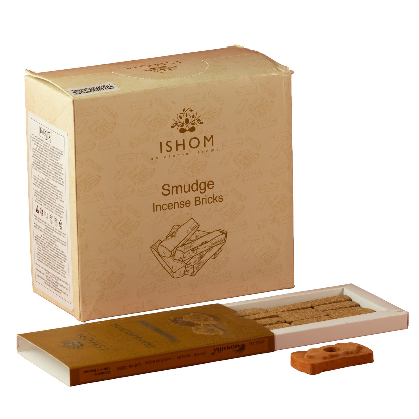 Pack of 15 Natural Incense Smudge Bricks and Burner – Frankincense – image 2