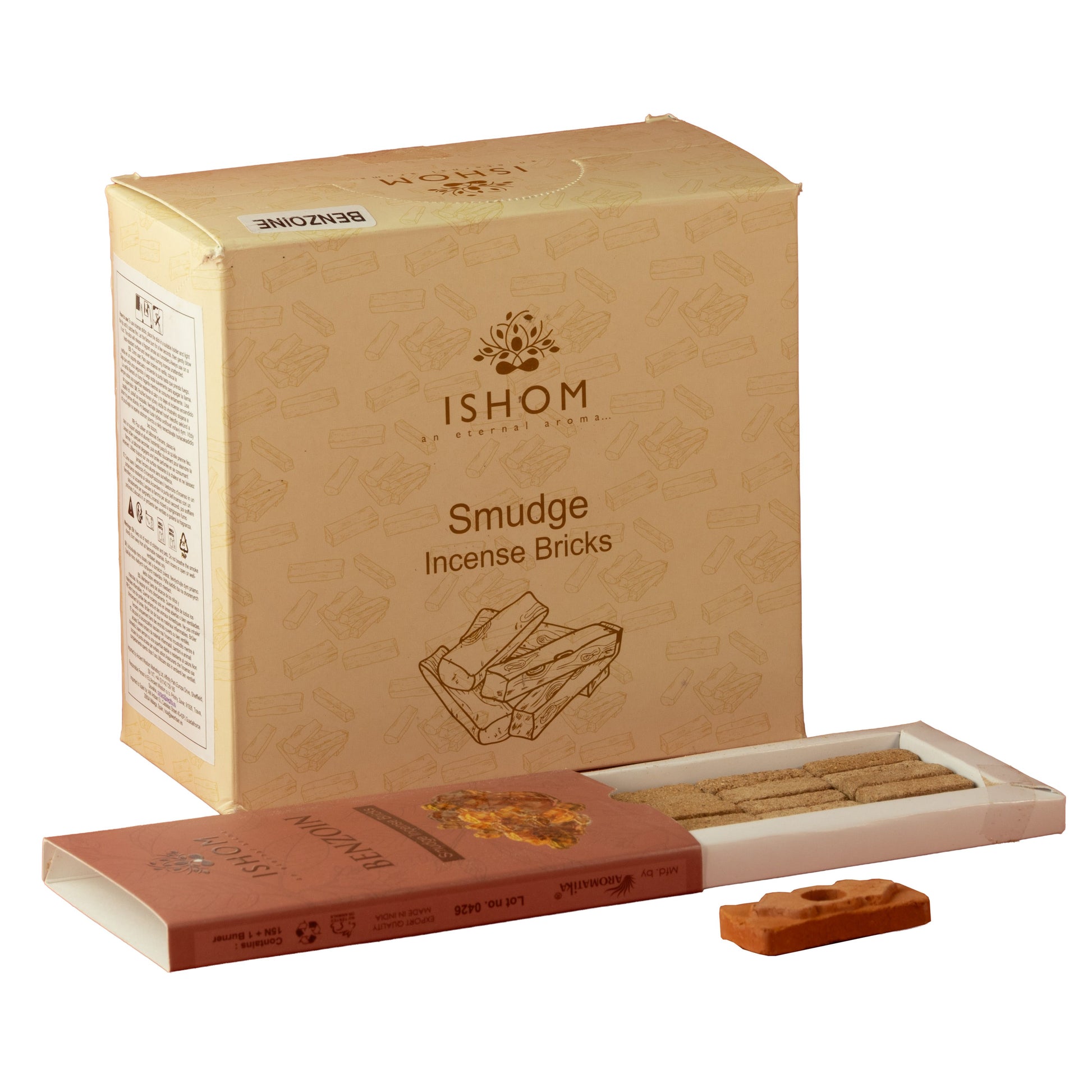 Pack of 15 Natural Incense Smudge Bricks and Burner – Benzoin – image 3