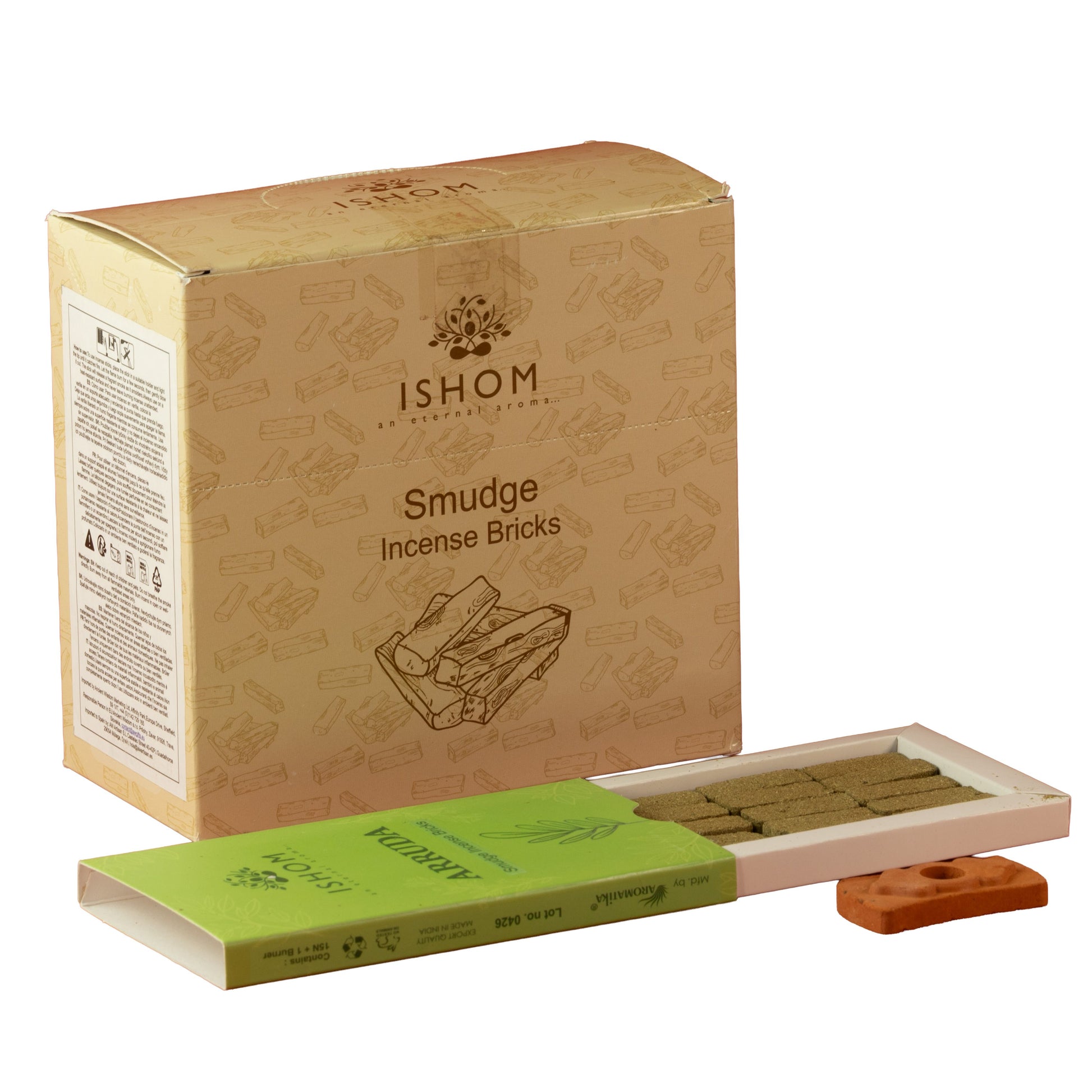 Pack of 15 Natural Incense Smudge Bricks and Burner – Benzoin – image 1