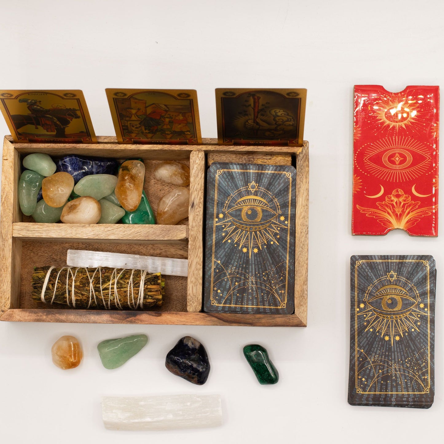Three Section Tarot Box with Card Holder detail view 4 at Luna Panther