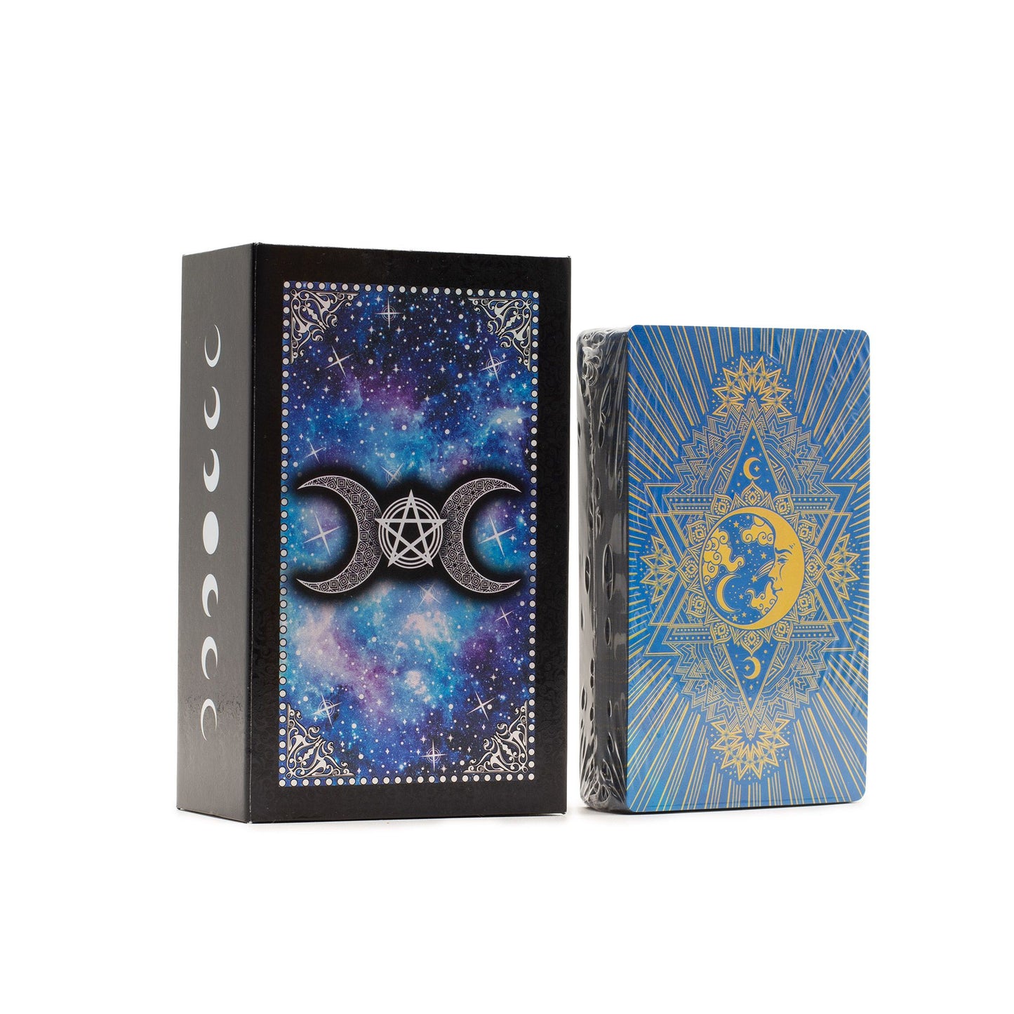 Blue Foil Tarot Deck - Moon Face with Booklet detail view 4 at Luna Panther