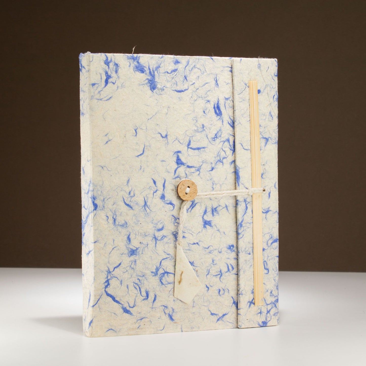 Lokta Mixed Blue Cotton Notebook – Large (21 × 15 cm) – 45 Leaves – Includes Bookmark – image 1