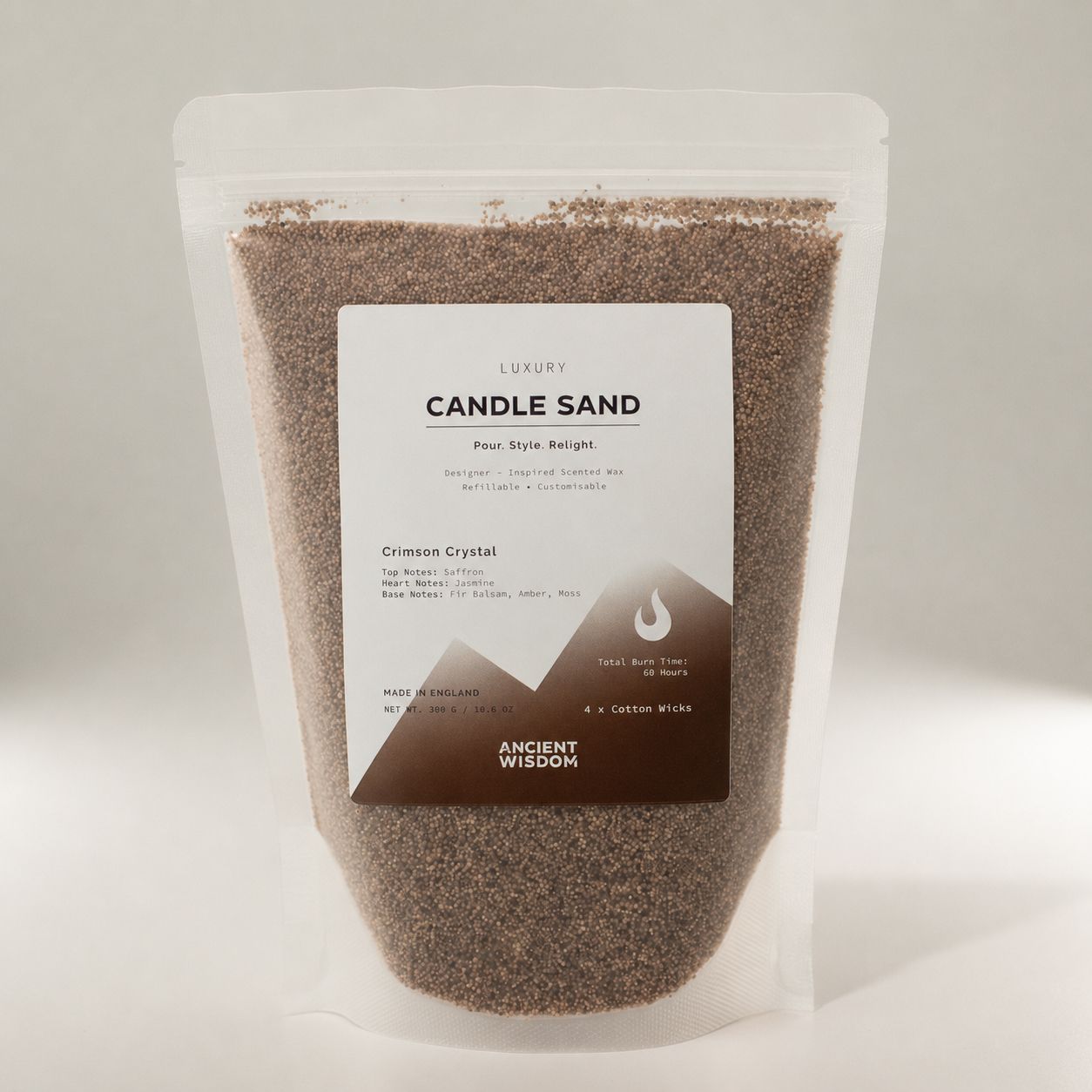 Fragranced Candle Sand – Mocha Brown – Crimson Crystal – 300 g – image 7