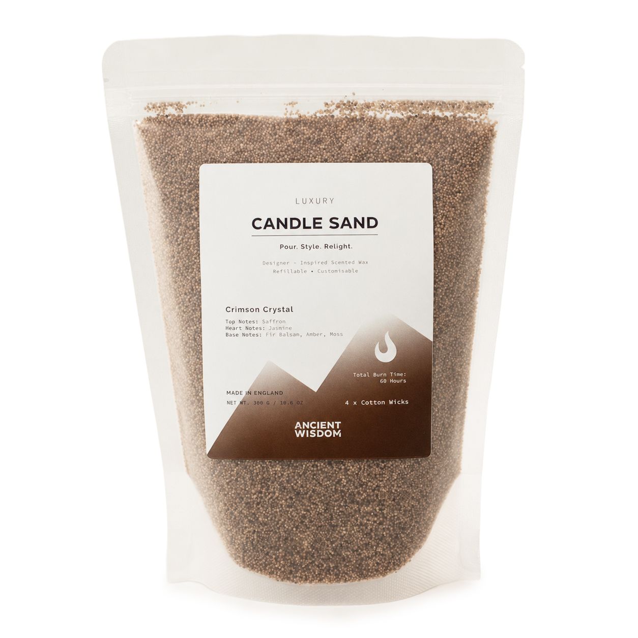 Fragranced Candle Sand – Mocha Brown – Crimson Crystal – 300 g – image 1