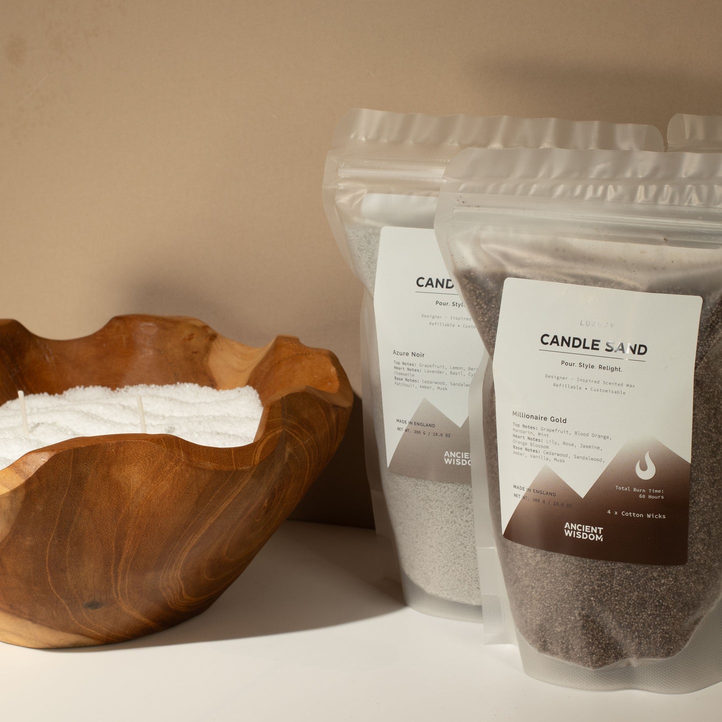 Fragranced Candle Sand – Chocolate Brown – Millionaire Gold – 300 g – image 4