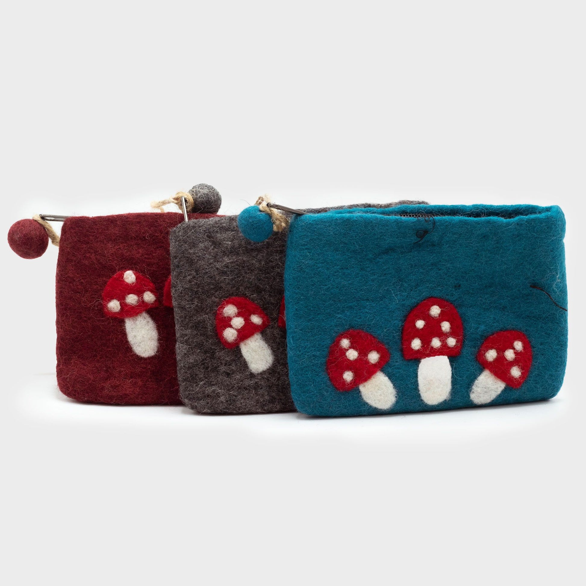 Natural Felt Zipper Pouches – Wild Mushrooms – image 2