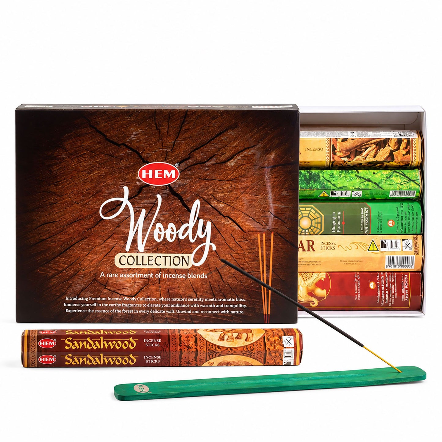 HEM Hexagonal Incense – Woody Collection & Ashcatcher (asst pack 6) – image 2