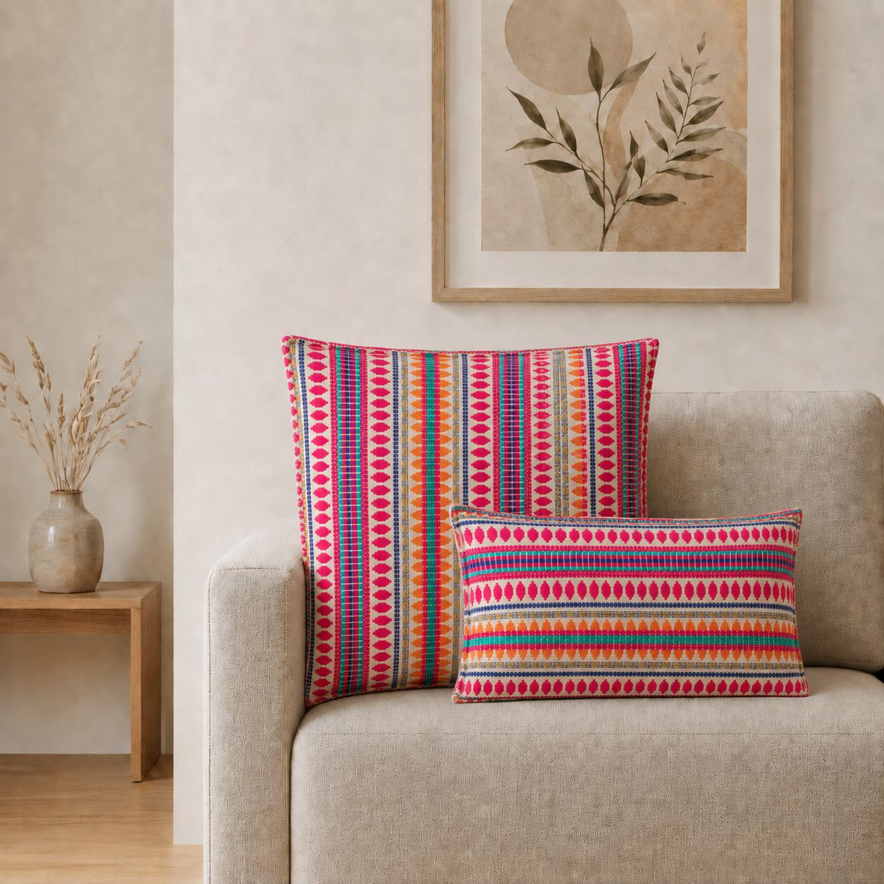 Classic Cushion Cover – Neon Stripes- 30 × 50 cm – Lumber Style – image 3