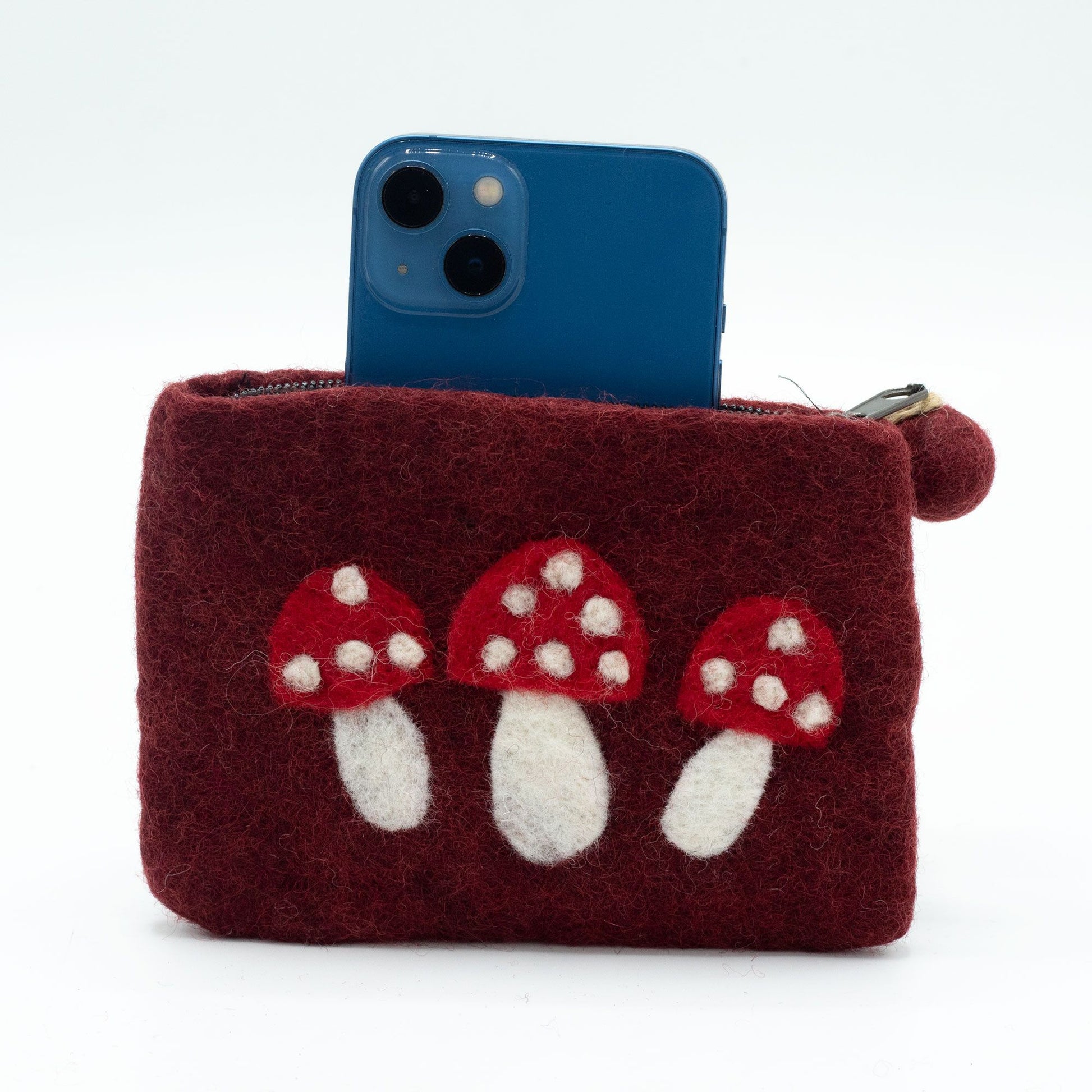 Natural Felt Zipper Pouches – Wild Mushrooms – image 1