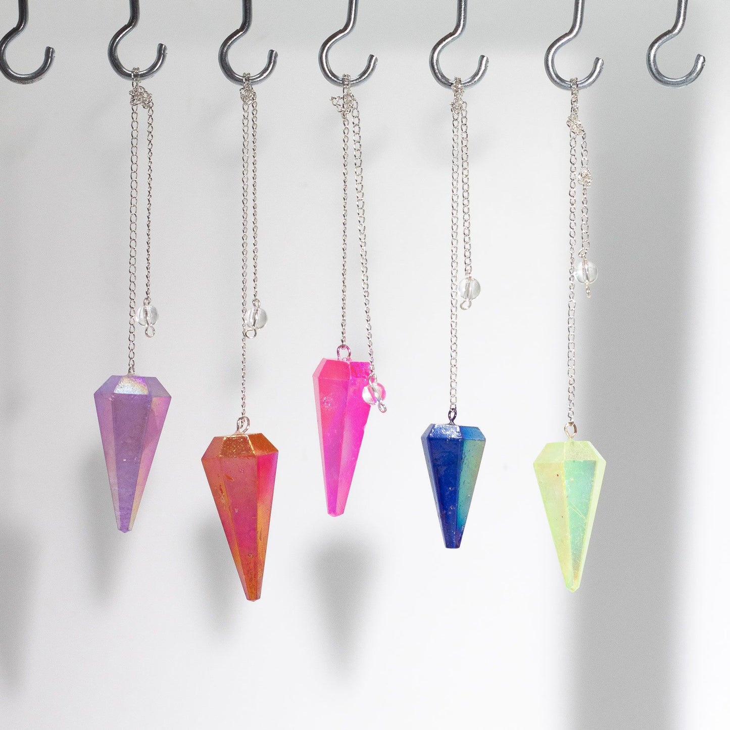 Six Sided Pendulum – Aurora Crystal Pale Green – 4 cm – image 2