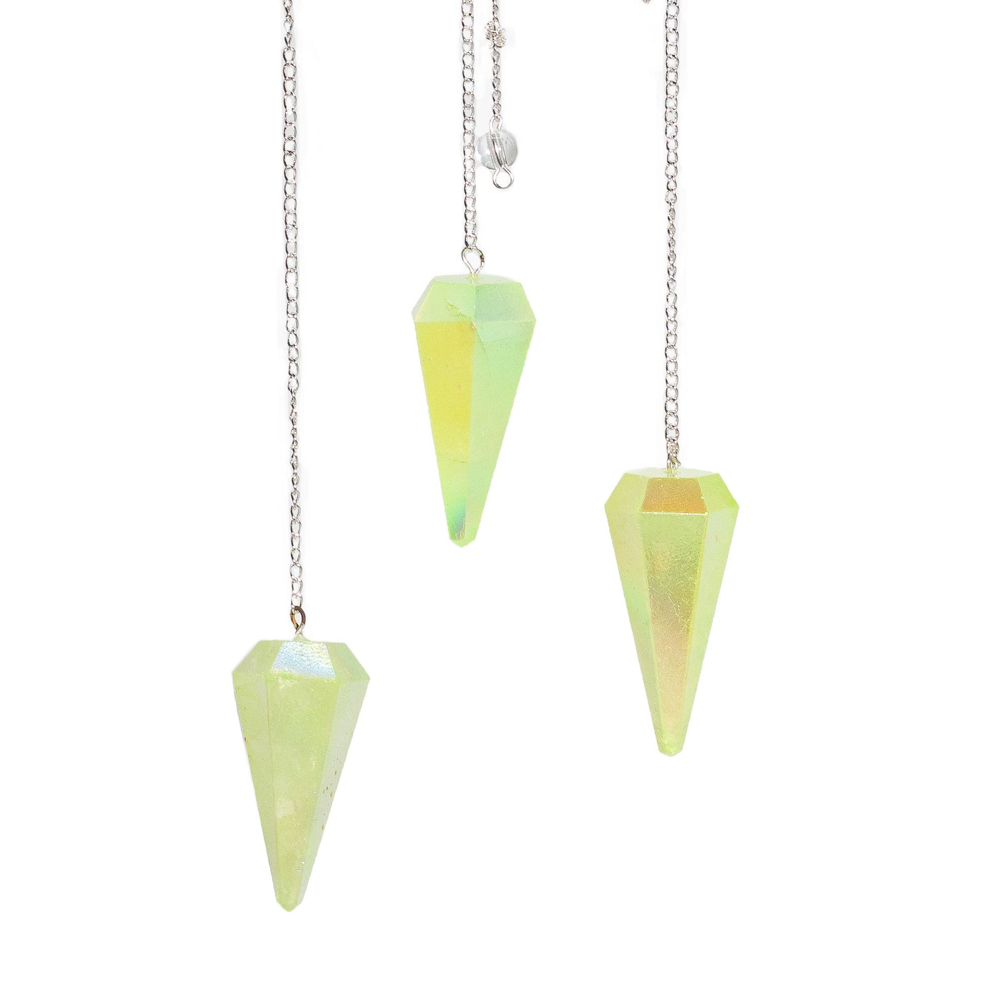 Six Sided Pendulum – Aurora Crystal Pale Green – 4 cm – image 3