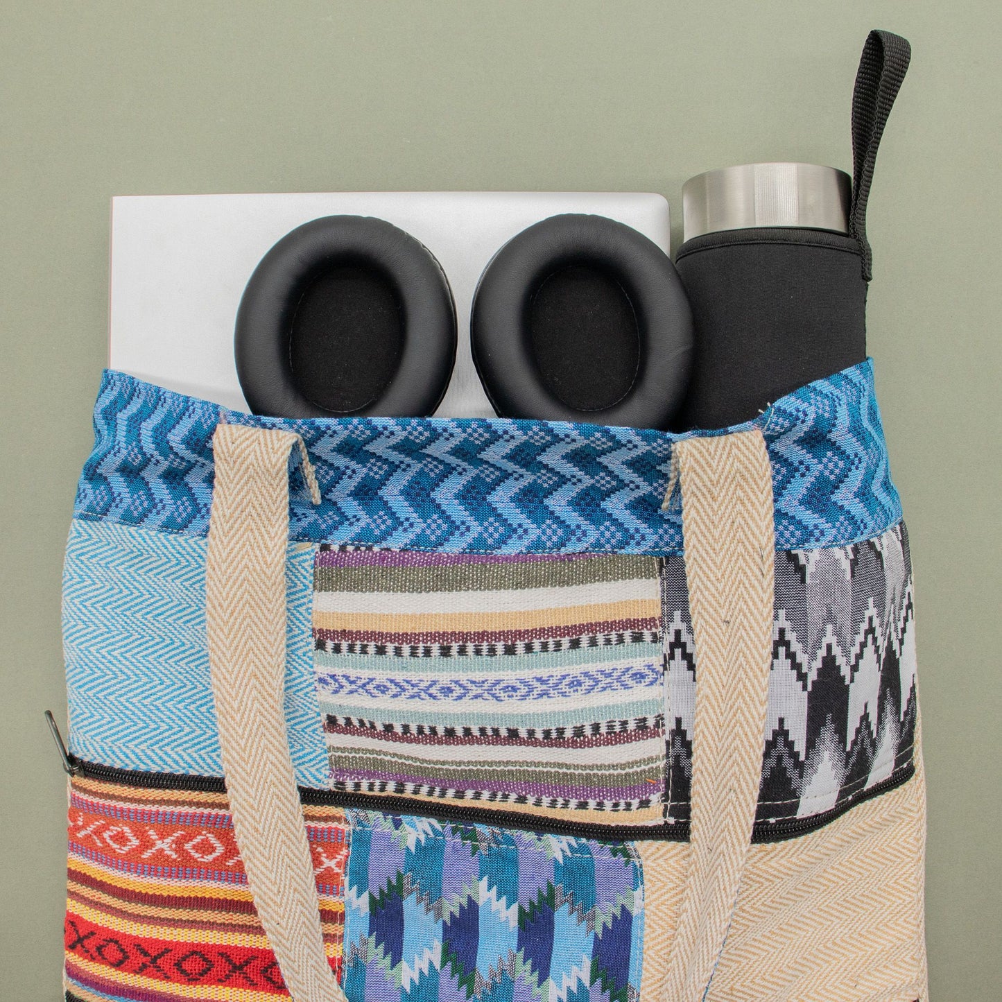 Patchwork Kathmandu Tote Bag – Dhaka Design (37 × 38 cm) – image 4