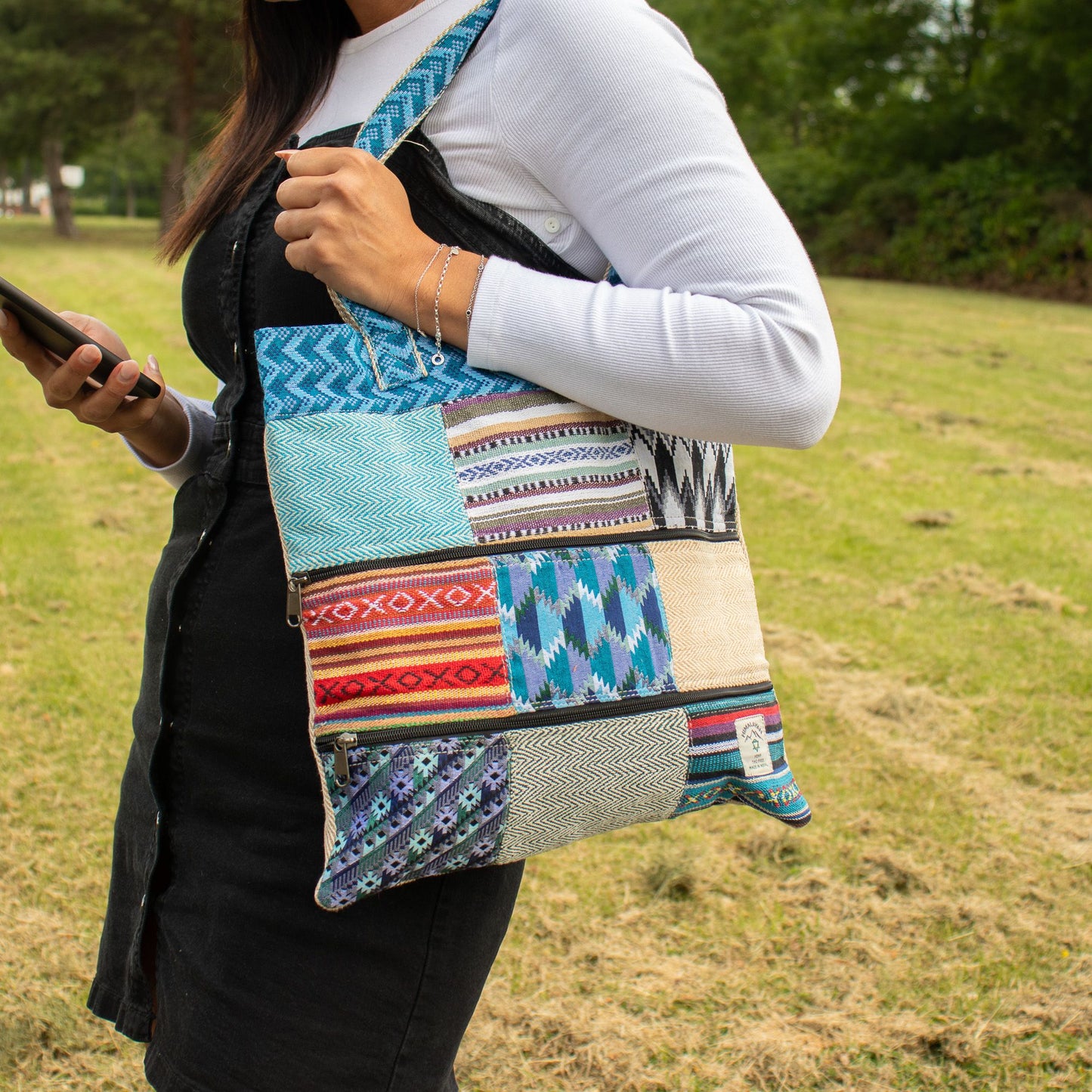 Patchwork Kathmandu Tote Bag – Dhaka Design (37 × 38 cm) – image 3