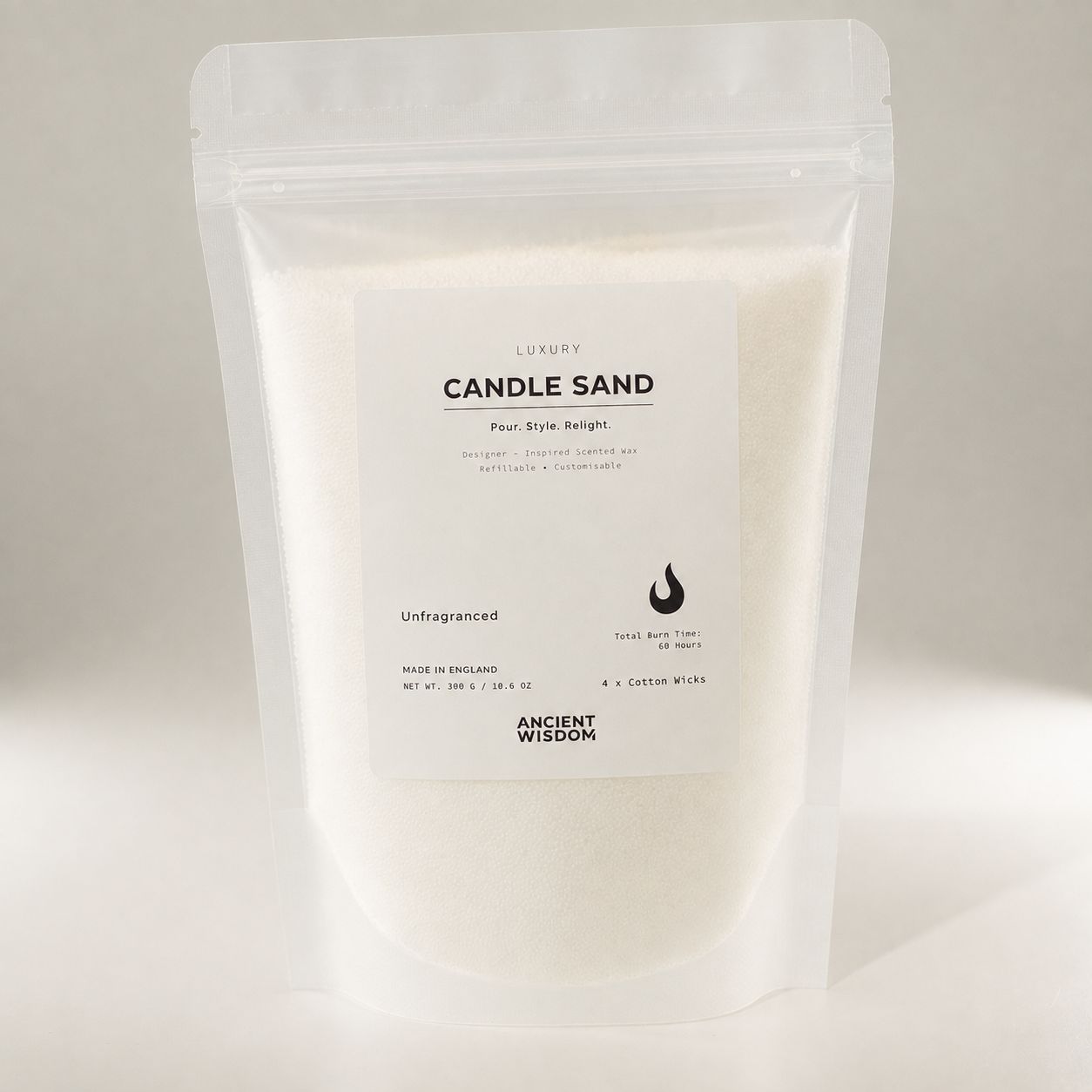Unfragranced Candle Sand – White – 300 g – image 10