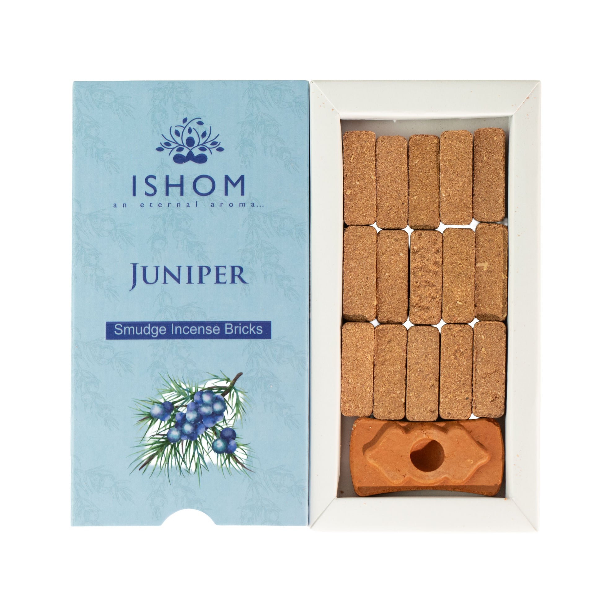Pack of 15 Natural Incense Smudge Bricks and Burner – Juniper – image 1